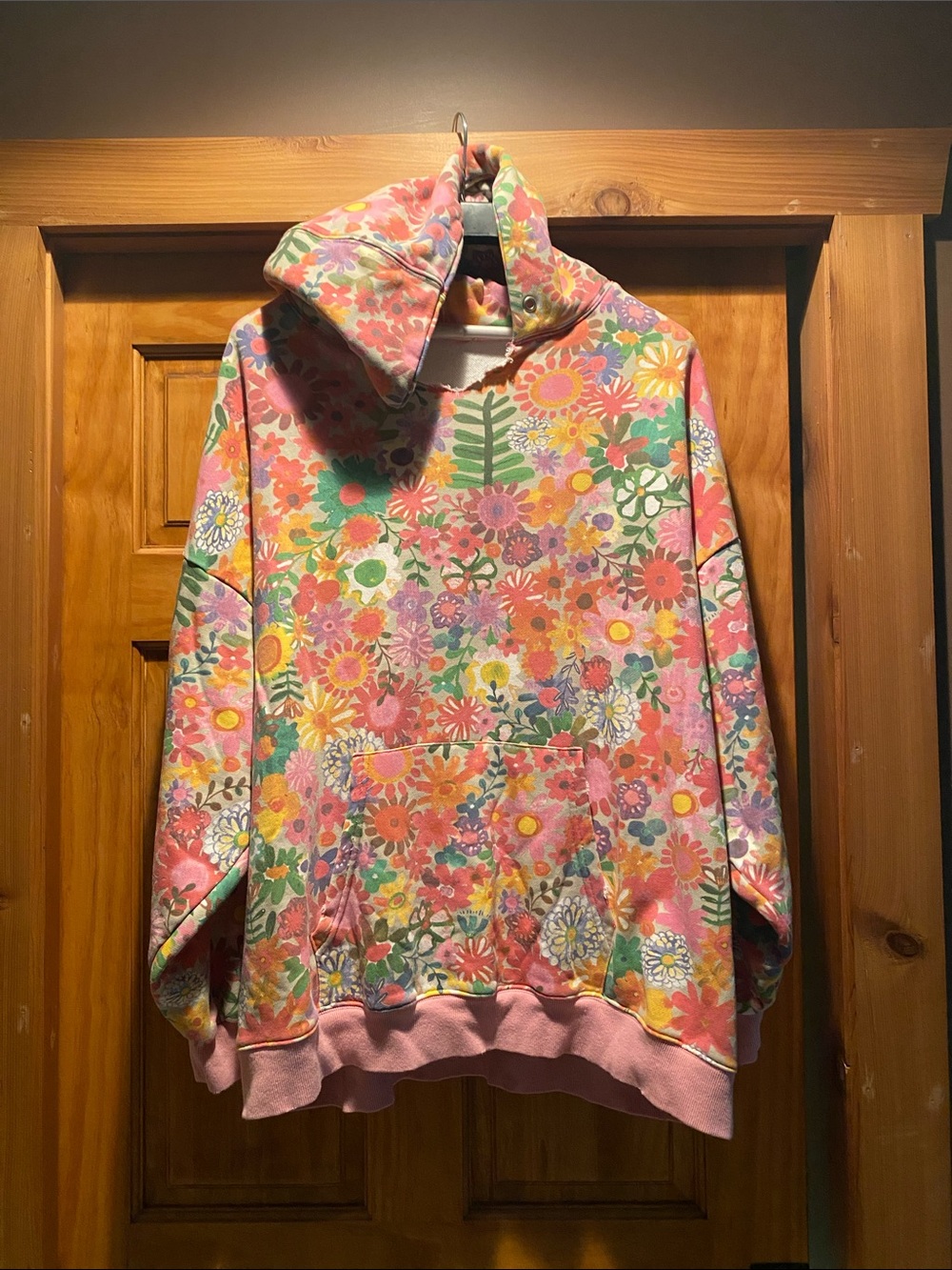 Natural Life Oversized Printed Hoodie Sweatshirt Long Sleeve Size L/XLMulticolor